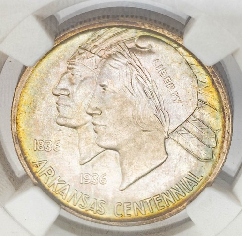 1936-D Arkansas Half 50c MS66+ NGC Color 949549-14 - Picture 6 of 6