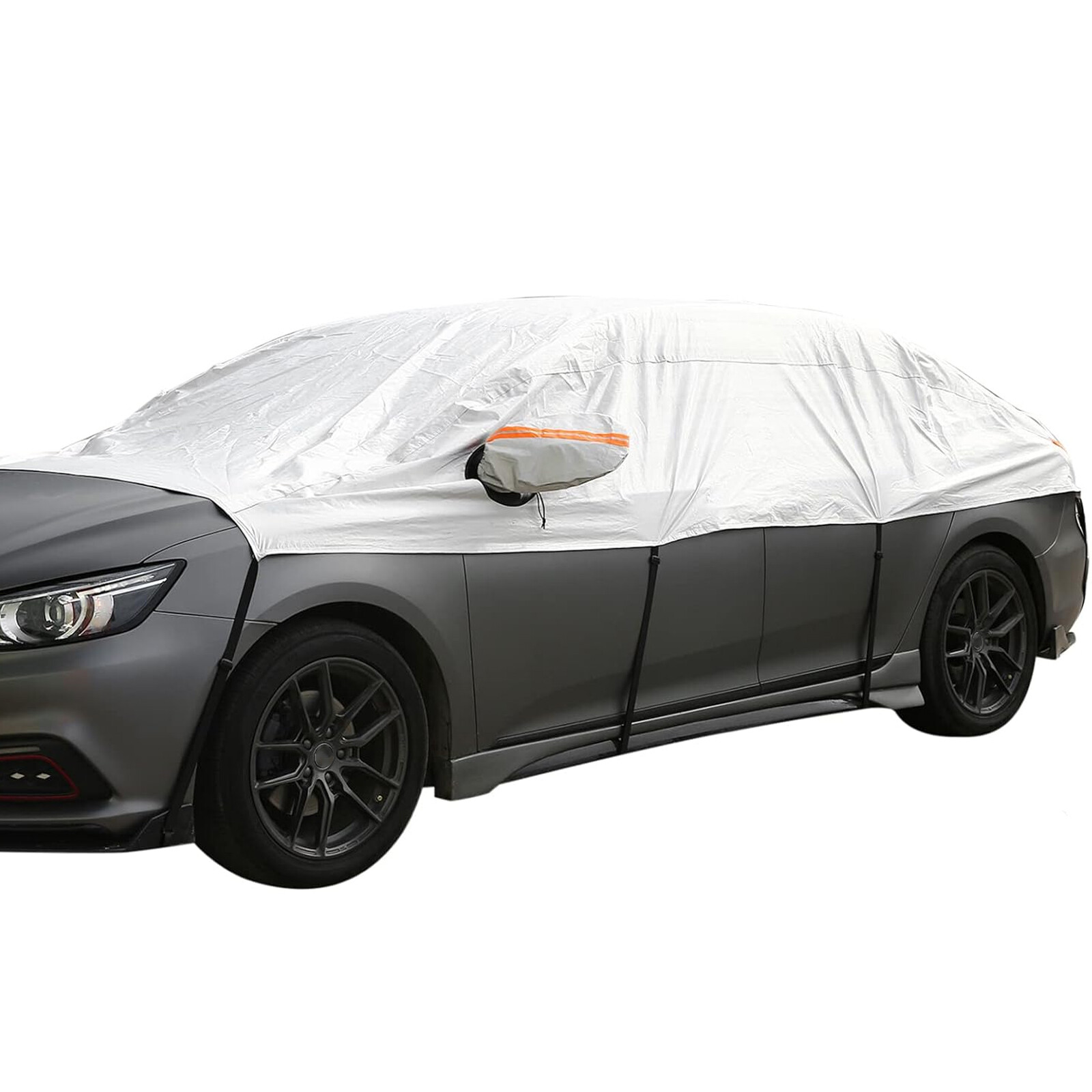 Half Car Cover PEVA+Cotton Windshield Snow Cover Fit Sedan SUV Waterproof B6D9