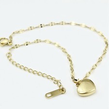 Women Titanium Stainless Steel Dangle Heart Love Anklet Foot Bracelet 7.8-9.75"