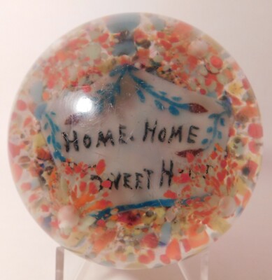 ANTIQUE Millville ''HOME. HOME SWEET HOME'' Plaque Glass Paperweight