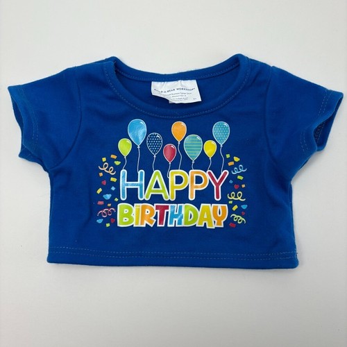 2018 Build-A-Bear BAB Happy Birthday Shirt blau mit Luftballons