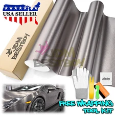 Brushed Aluminum Steel Gunmetal Gray Vinyl Wrap Sticker Decal Air Release Sheet