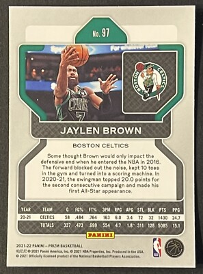 2021-22 Panini Prizm basketball #97 Jaylen Brown base card