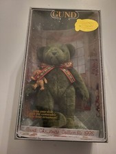 GUND 100 Anniversary GREEN TEDDY BEAR Christmas Collectible 1998 with ornament