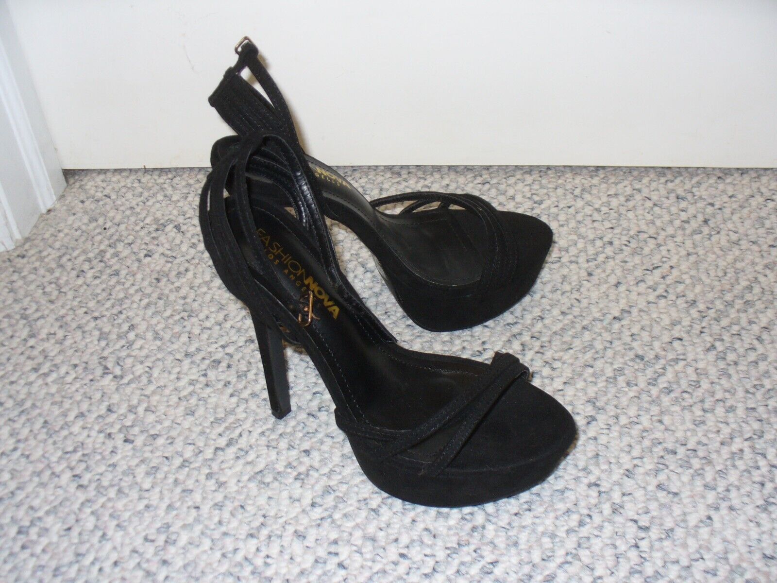 Fashion Nova Black Suede Stilettos Ankle Straps H… - image 5