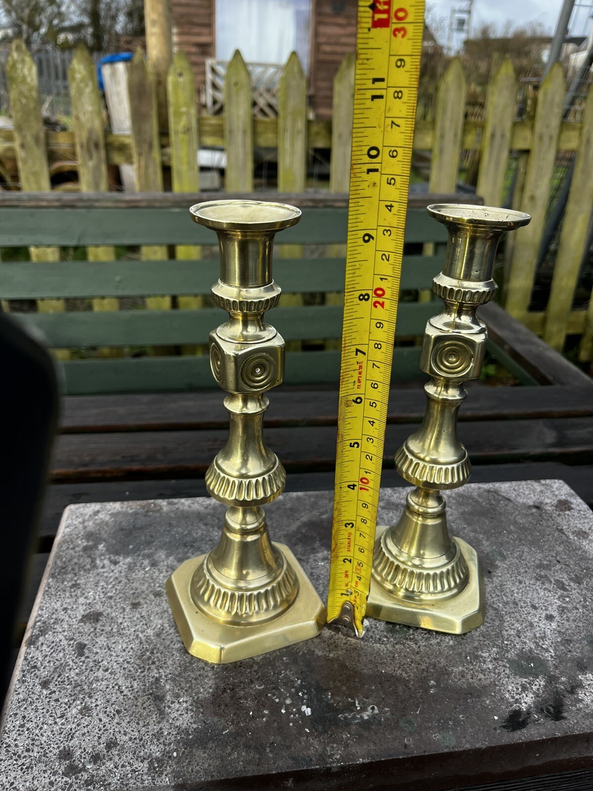 Antique Victorian Bullseye Brass Pair Of 9 Inch Candlesticks eBay
