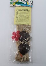 Hawaii Hula Set Child 6-9 yr Blond Grass Skirt Coconut Top Shell Lei Red Flower