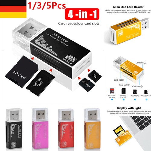 Lector de tarjetas de memoria USB de múltiples esquemas 1/3/5X por micro SDHC SD TF MS M2-DE - Imagen 2 de 21