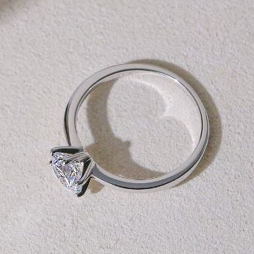 7mm Moissanite Round Solitaire Bridal Wedding Band Ring in 14k White Gold Plated - Picture 3 of 6