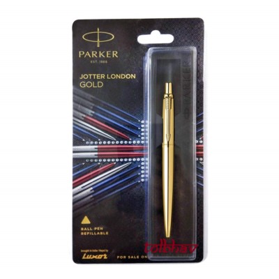 Parker Jotter London Gold Metal GT Ball Point Pen Gold Trim & Body Blue Ink New