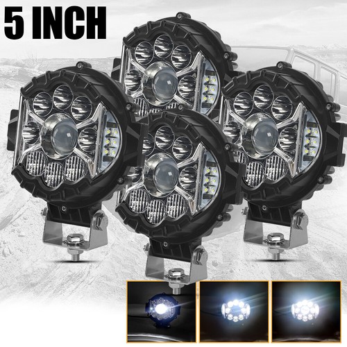 5" inch Round LED Work Lights Pods Spot Flood Combo Fog Lamp Offroad ...