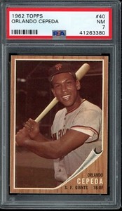 1962 Topps Baseball #40 Orlando Cepeda PSA 7