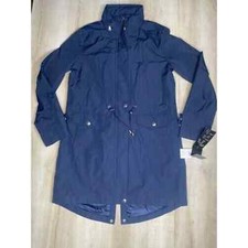 Polo Ralph Lauren Womens Jacket Navy Blue S Snap Front Hooded Anorak Raincoat