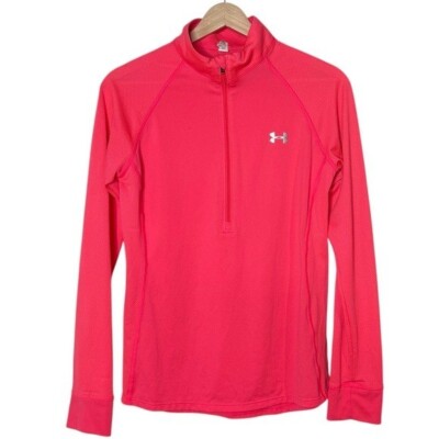 Under Armour Tech Perforated Long Sleeve Mock Neck Half Zip Pullover Size M Pink
