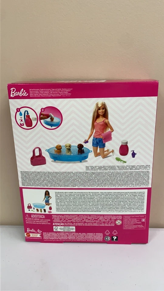 Barbie Puppy Bath Time Muñeca Set 3 Juego de Lavado de Perros ¡Nuevo SELLADO por Mattel! Foto 2 de 4