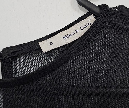 Mika & Gala Dress Ladies Size 8 Black Sheer Top Sleeveless Mini Party Zip Back - Picture 4 of 7