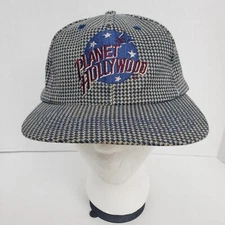 Vintage 1995 Planet Hollywood Houndstooth Herringbone Snapback Hat Cap New