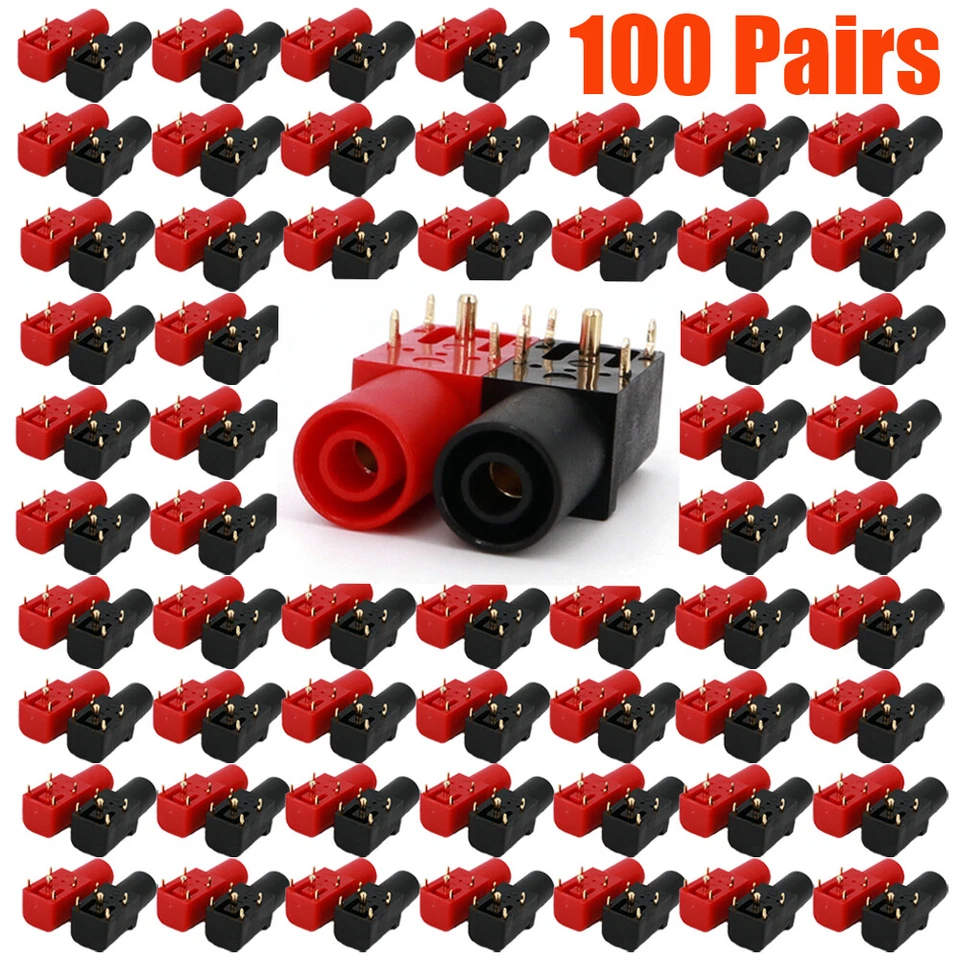 200PC 4mm Female Banana Jack Gold-Plated Right Angle PCB Mount Socket Connector - Image 2 of 4