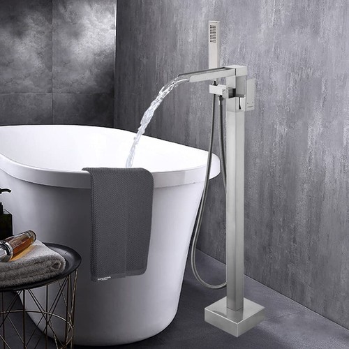 Tub Filler Freestanding Bathtub Faucet Floor Mounted Bathroom with Hand Shower - Picture 116 of 132