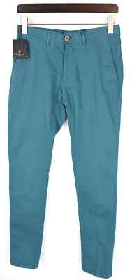 MASSIMO DUTTI 0008 Slim Fit Hose Herren US 30 Chino Stretch Ozeanblau