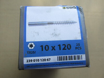 Packung Stockschrauben 10x120mm 25Stück verzinkt / ContPal2aK2.