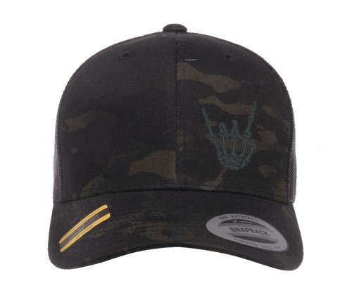 ROCK SIGN SKULL HAND HORNS CAP HAT Flexfit yupoong Camouflage snapback BASEBALL - Picture 3 of 21