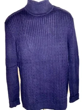 preowned, NINE BULL, navy, mini cable turtleneck sweater, VGC