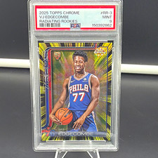 Topps VJ Edgecombe Philadelphia 76ers 2025 Chrome Radiating Rookies PSA 9