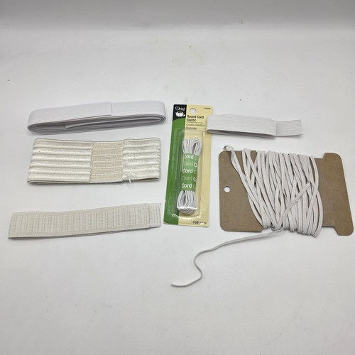 Elastic Cord Flat Band Bundle White Sewing Crafting DIY Notions Lot
