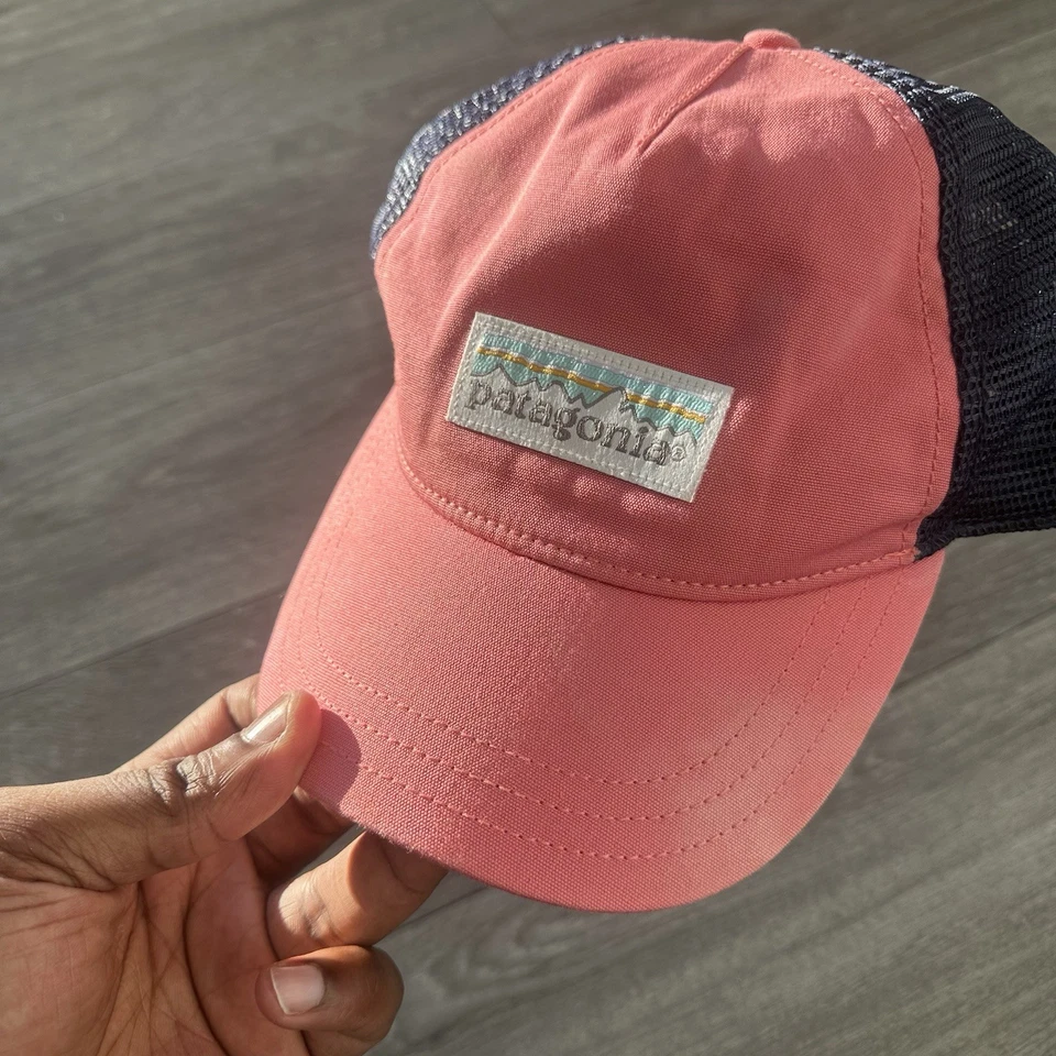 Gorra de camionero con logotipo de Patagonia malla rosa azul Snapback senderismo al aire libre Foto 2 de 4