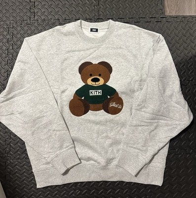 Kith Kithmas Teddy Nelson Crewneck Christmas Gift Size S NEW Light Heather Grey