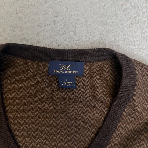 Brooks Brothers 346 Swetaer Vest Mens Size Large Wool Brown - Picture 2 of 7