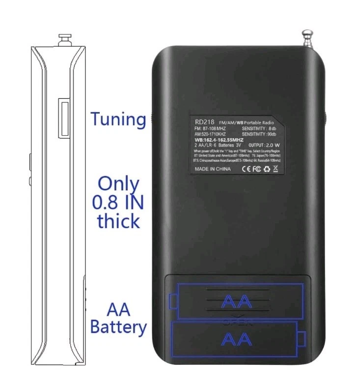 Pocket AM FM Radio Auto-Search  Emergency Receiver Battery Operated Portable - Image 3 of 4