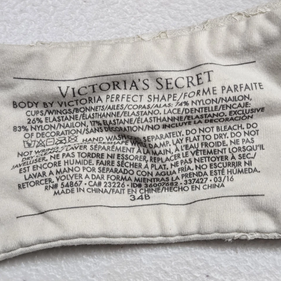 Sutiã feminino Victoria's Secret 34B branco floral corpo por conversível formato perfeito - Imagem 3 de 4