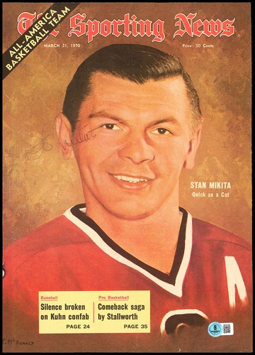 Stan Mikita Autographed Sporting News Cover Blackhawks Beckett QR #BP55166 - Picture 1 of 3