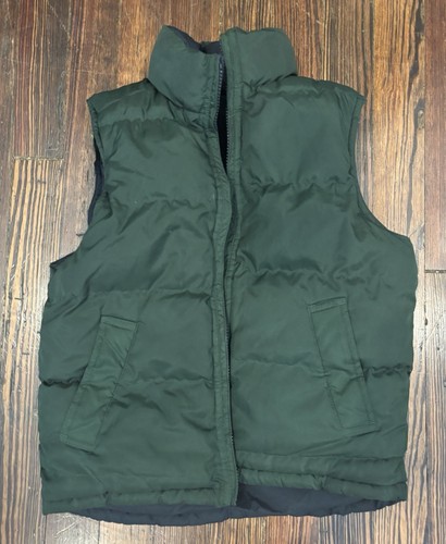 Gap Kids Reversible Boys Puffer Vest Sz 8 Green Navy Front Pockets - Picture 3 of 7