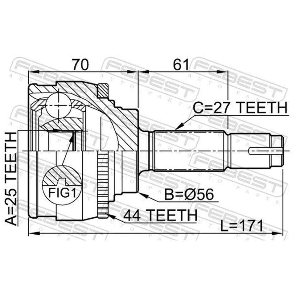 2X FEBEST Articulación Eje Kit Lado Rueda Apto para Nissan Bluebird Maxima - Imagen 4 de 4