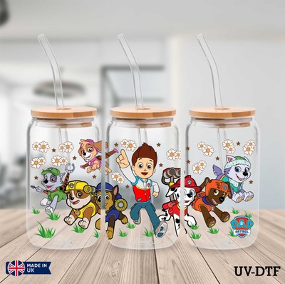 Paw Patrol UV DTF Aufkleber - 16oz Libbey Dose Glasfolie yn910