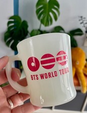 Vintage milk glass mug with BTS Arirang world tour 2026