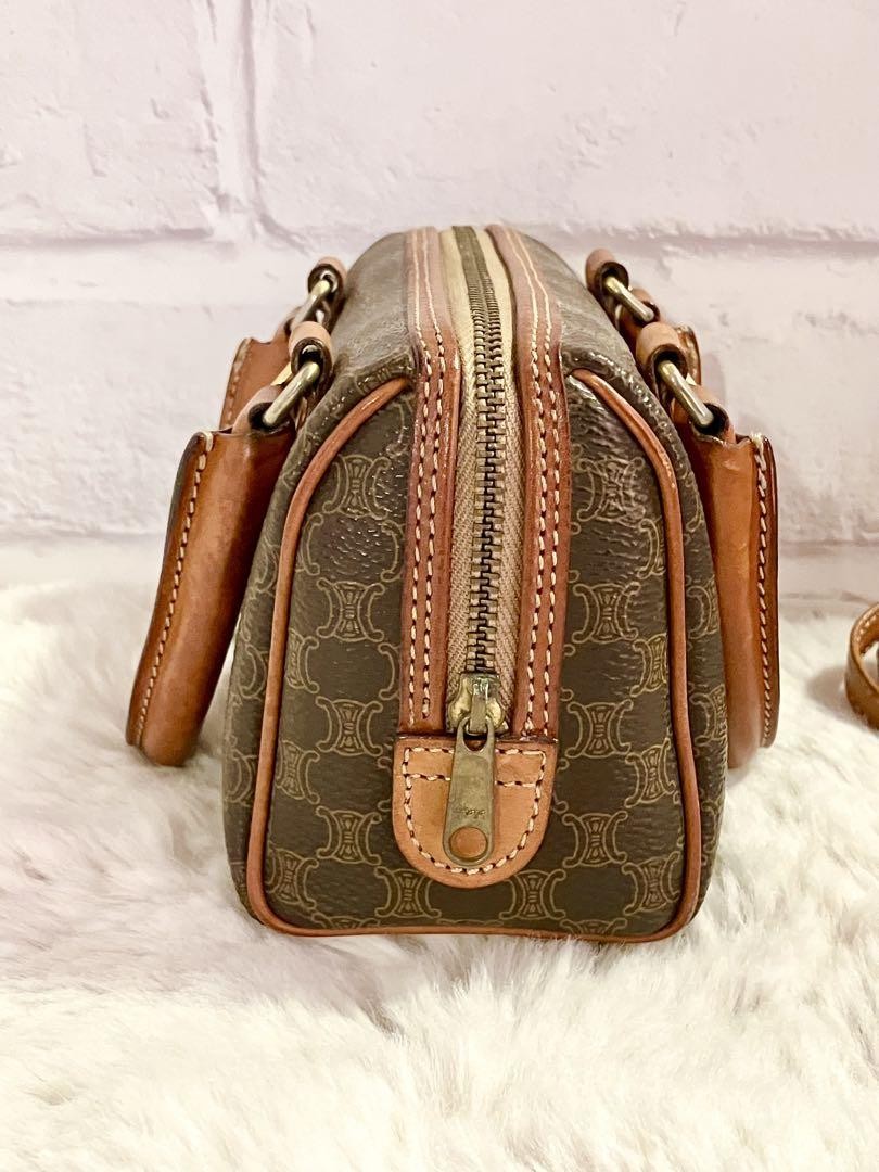 CELINE Macadam Triomphe Coated Canvas Mini Boston Shoulder