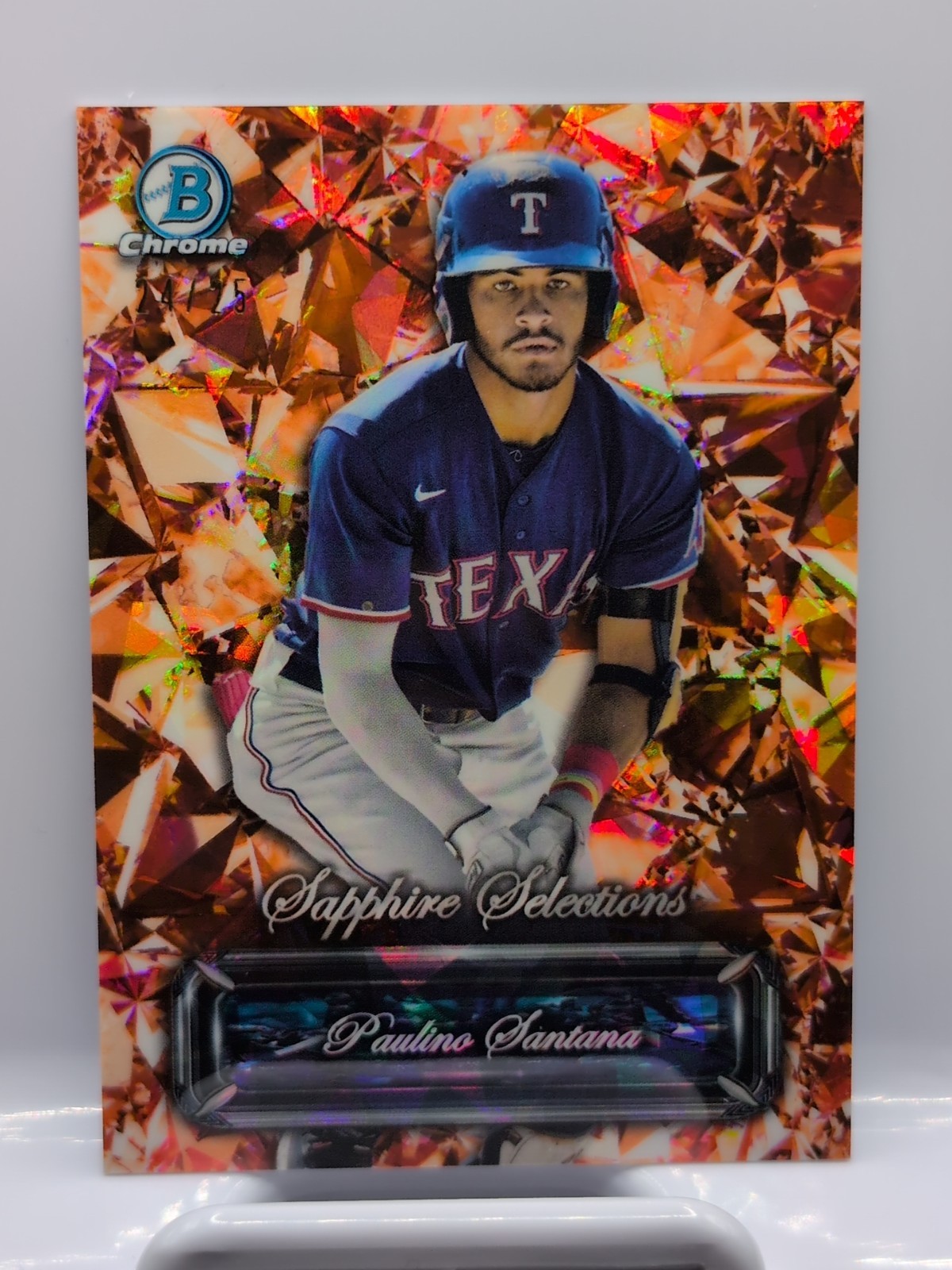 2024 Bowman Chrome Sapphire Paulino Santana Selections Orange Refractor #/25