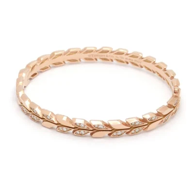 Auth Tiffany Victoria Wein Klappbar Armreif 18K Rose Gold Diamant 0.46ct 27.3g - Bild 1 von 4