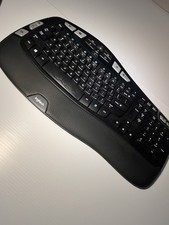 Logitech K350 Wave Keyboard Ergonomic, Black, Wireless, No USB Receiver Dongle