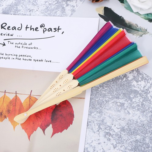 3 Pcs Rainbow Folding Fan Handheld Fans for Wedding Foldable Pride Beautiful - Picture 6 of 12
