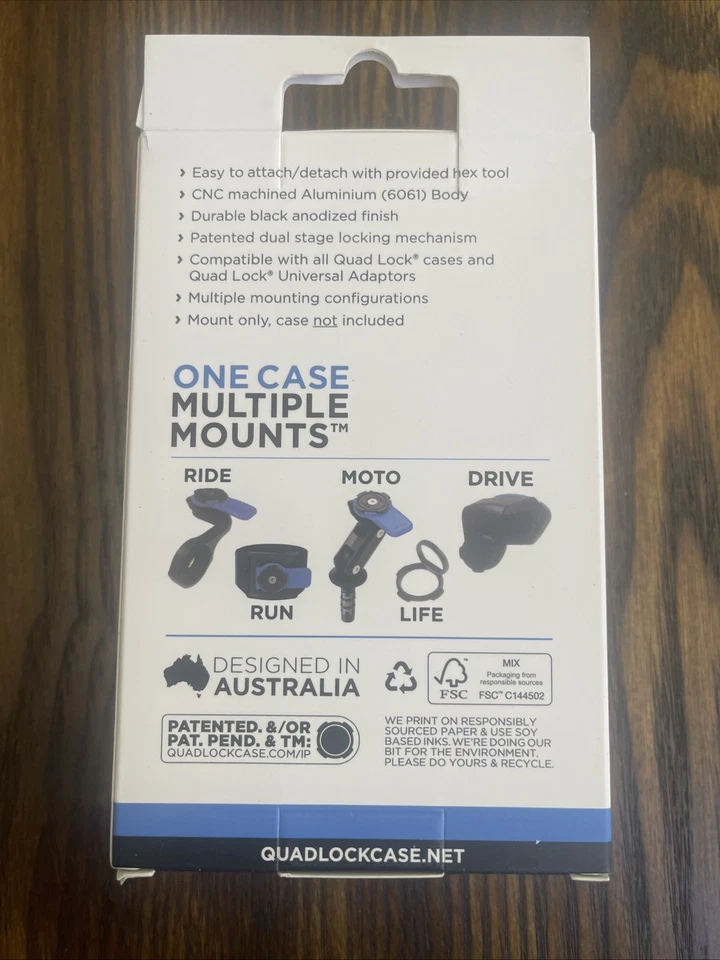 QUAD LOCK Motorcycle Fork Stem Phone Mount PRO + Universal Adapter Quadlock NEW - Image 4 of 4