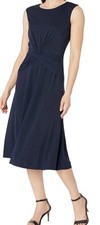Lauren Ralph Lauren Size 6 Navy Twist Front Jersey Dress Sleeveless Stretch NWT