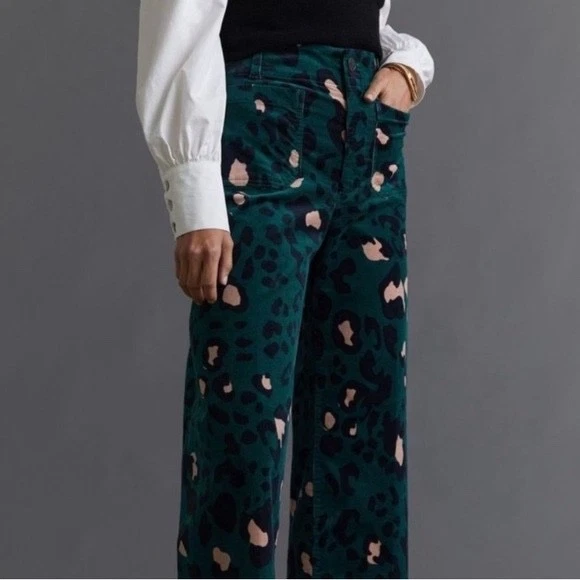 NWT Anthropologie Maeve Colette Cropped Ankle Pants in Dark Green, Size 25P - Image 2 of 4