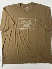 Vortex Optics Short Sleeve T-Shirt Tan Logo Graphic Military Workwear Men 3XL