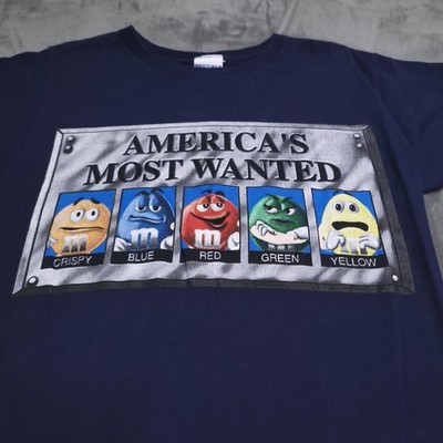 Vtg M&Ms America's Most Wanted Med Freeze Characters Shirt Officially Licensed