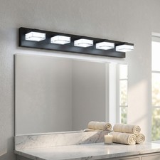 31'' Vanity Light 5 Lights LED Bathroom Mirror Wall Sconce Matte Black Fixture